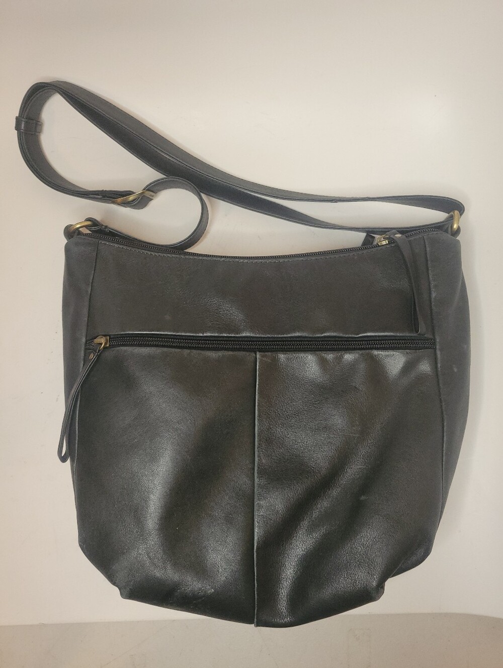Derek Alexander Soft Black Leather Crossbody Bag